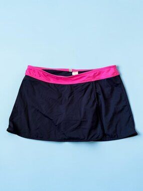 ANNE COLE Navy Blue Pink Swim Skort Size Medium